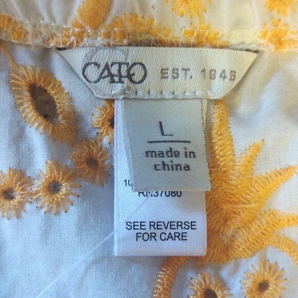 Cato Orange Floral Embroidered Eyelet Scallop Tank Large NWOT - Picture 10 of 12